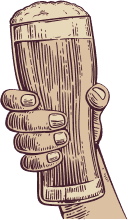 Hand holding a pint of beer